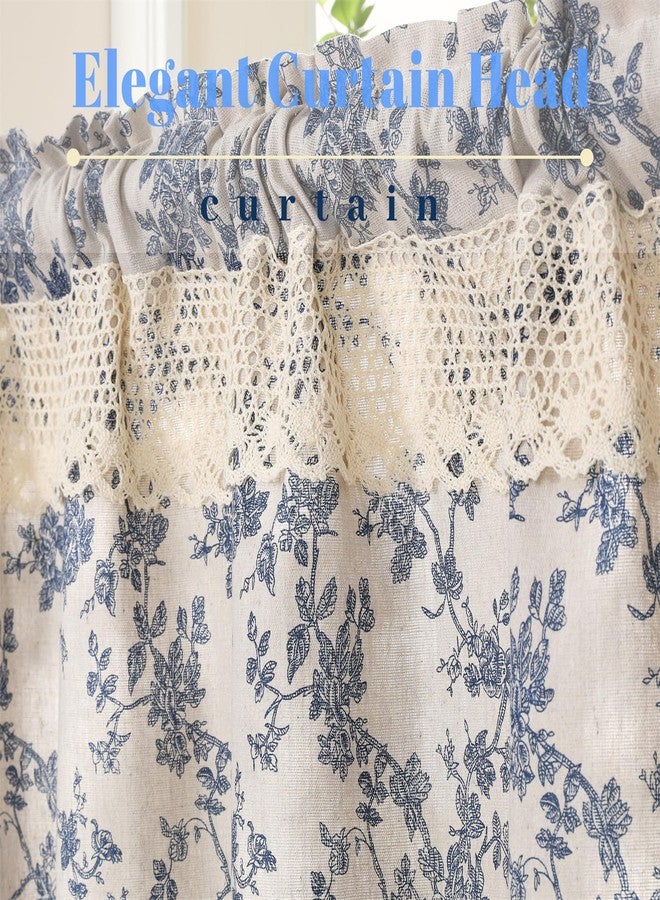 Moslovstar Farmhouse Cotton Linen Tier Curtain 36 Inch Long Elegant Floral Lace Window Treatment Kitchen Bathroom Short Curtain, 1 Panel, Vintage Orchid on Beige - Image 3